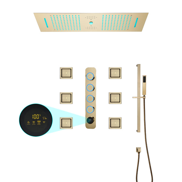 36"INCH COMPLETE LED MUSIC SHOWER SYSTEM WITH 6 BODY JETS