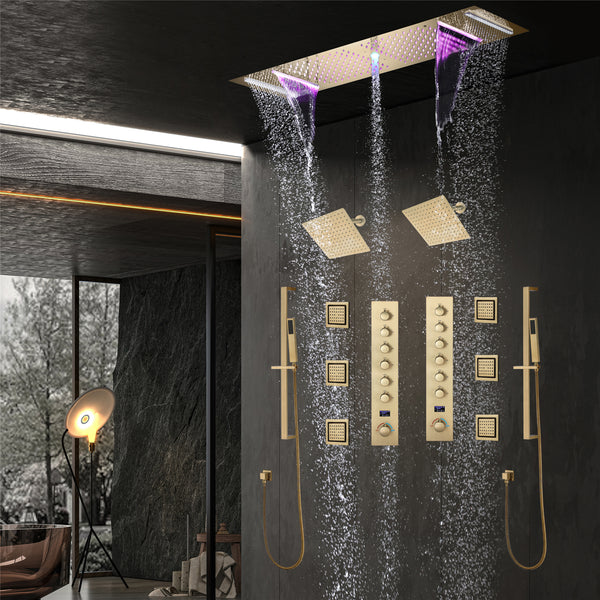 FUSE|36" LUXURY COMPLETE LED SHOWER SYSTEM DAUL WALL RAINFALL SHOWERHEAD